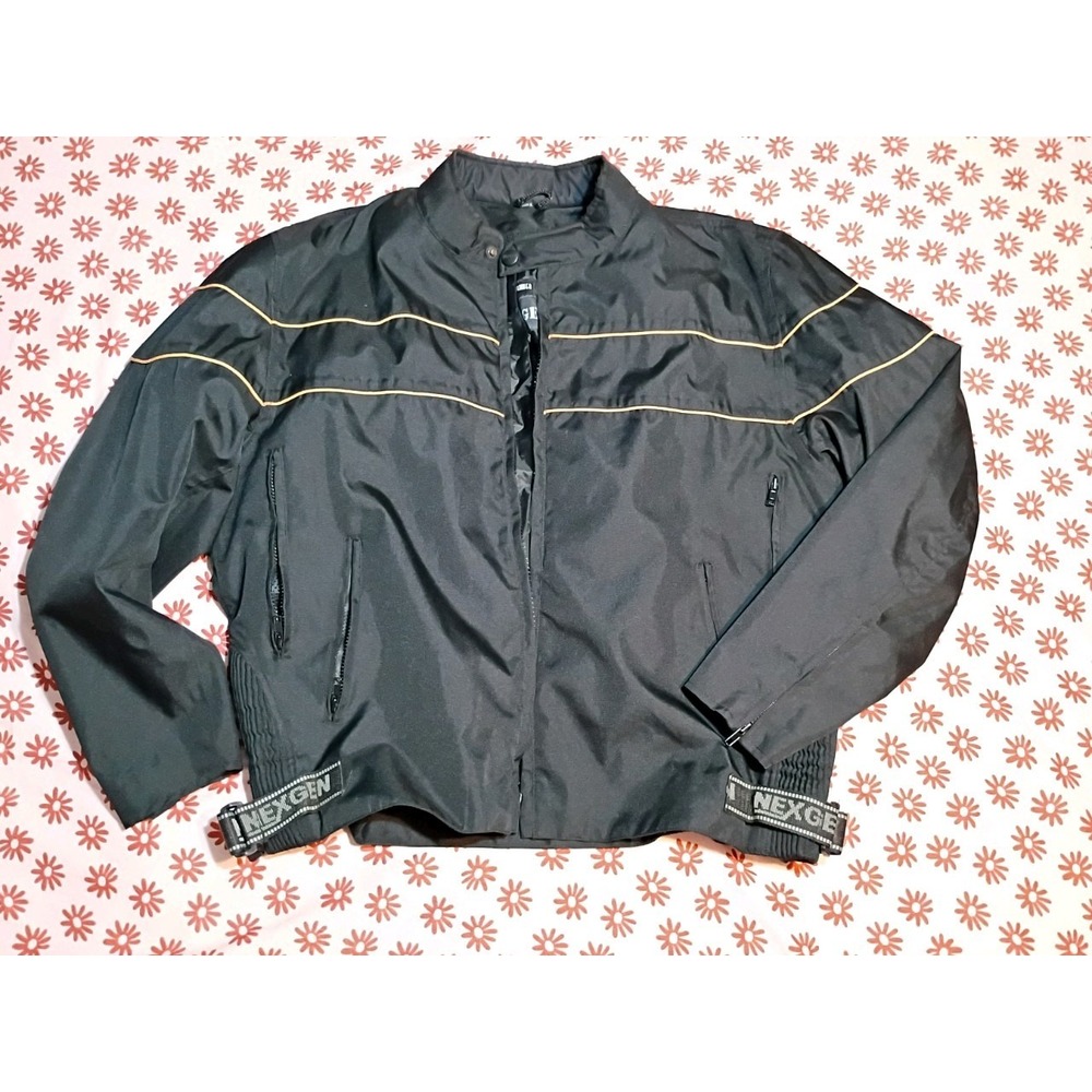 NexGen Textile Motorcycle Jacket -XL- Black/Gold Reflective, Zipper inner Lining